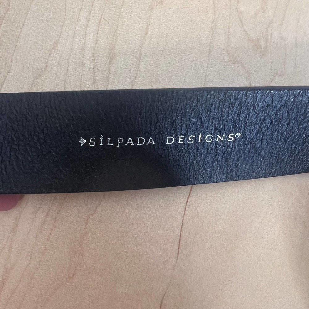 Silpada Black Leather Belt with Silver Circular Buckle - Picture 4 of 5